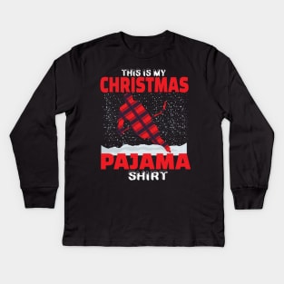 This is my christmas pajama ice hockey lovers gift Kids Long Sleeve T-Shirt